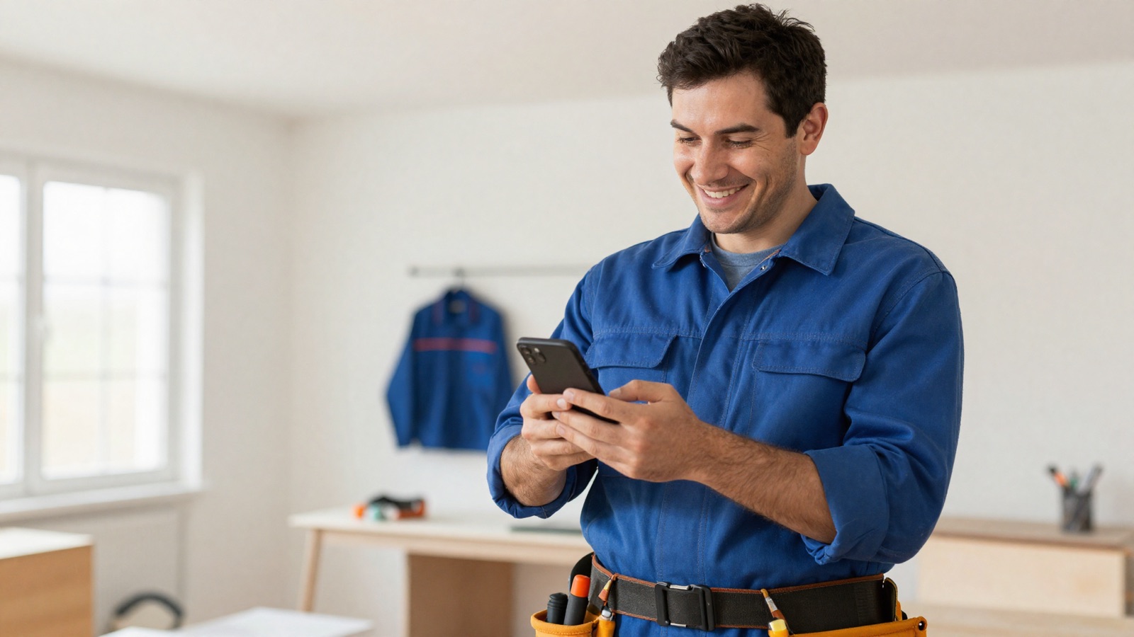 A Swipr Pro finishing a job, checking the app